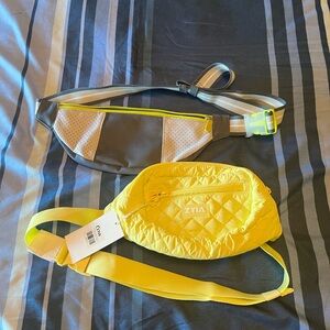 Zyia Yellow Quilted and Gray Perforated Fanny Packs